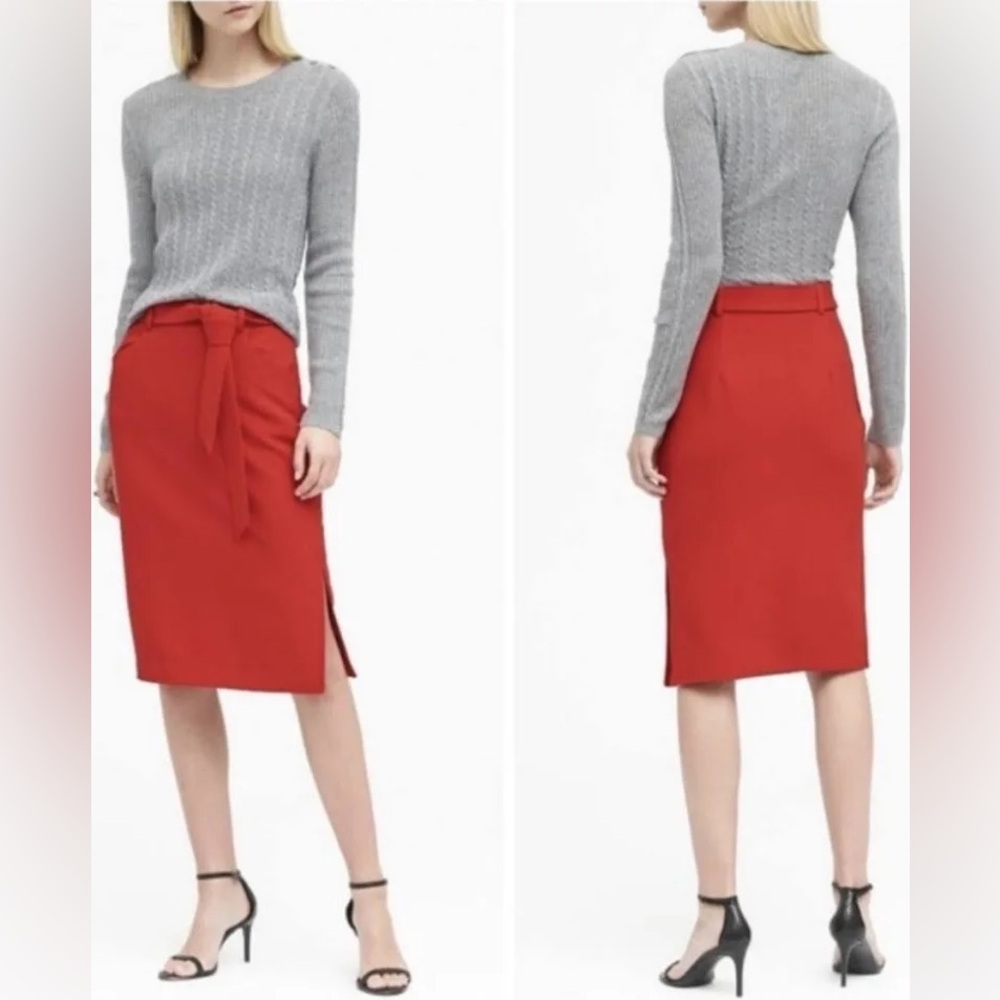 Banana Republic High-Waist Pencil Skirt With Tie